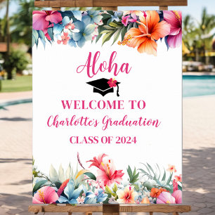 Affiche Tropical Aloha Luau Graduation 2024 Bienvenue
