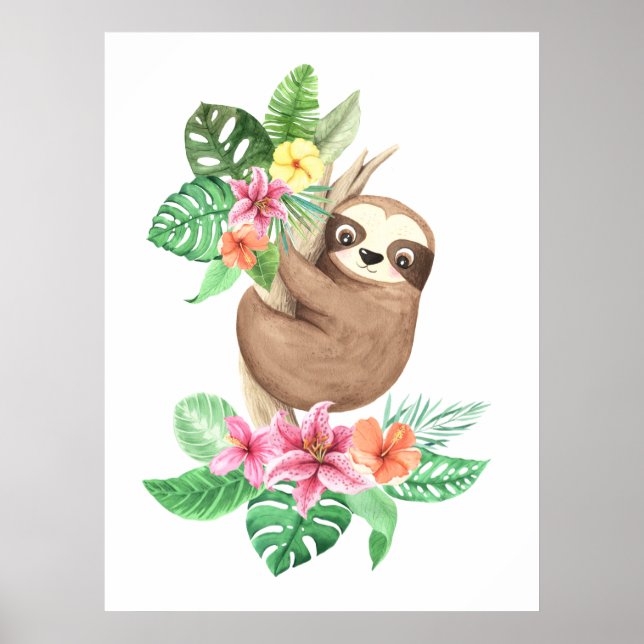 Affiche Tropical Baby Sloth (Devant)