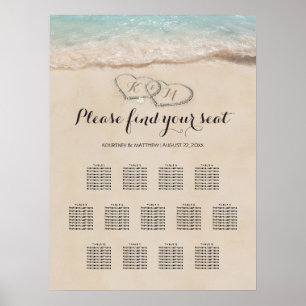 Affiche Tropical Beach Heart Mariage 13 Seating Chart