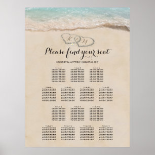 Affiche Tropical Beach Heart Mariage 14 Seating Chart