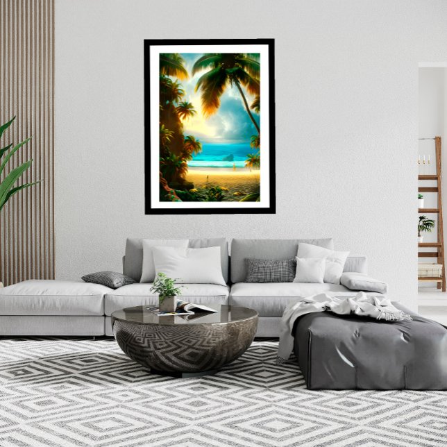 Affiche Tropical Beach palmiers d'eau turquoise belle (Créateur téléchargé)