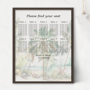 Affiche Tropical Beach Wedding 10 Tables Seating Chart