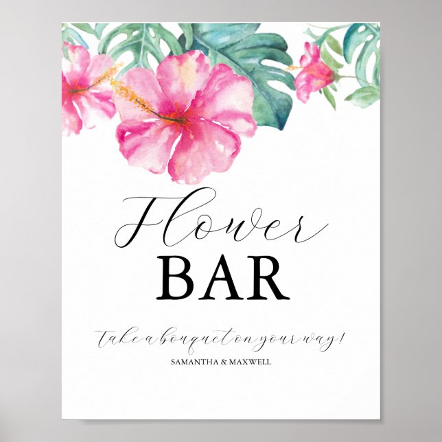 Affiche Tropical Bridal Shower Flower Bar Sign (Devant)