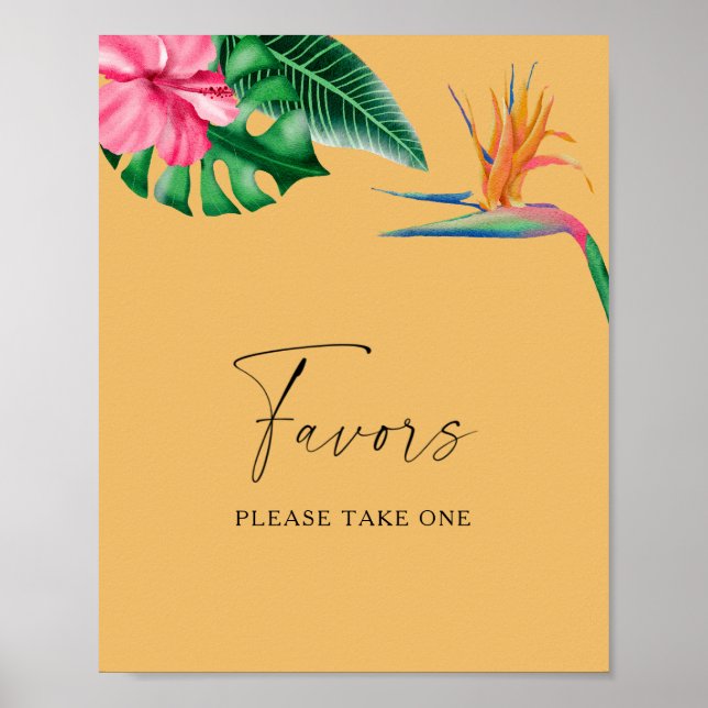 Affiche Tropical - cadeaux de mariage, veuillez en prendre (Devant)