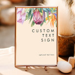 Affiche Tropical coloré | Cartes de pêche et cadeaux perso<br><div class="desc">Cette tropicale colorée | cartes pêche et cadeaux poster personnalisé est parfait pour votre destination boho moderne vert, violet, mariage pêche. Le design présente un élégant bouquet de verdure et de fleurs de plage classiques, dont l'eucalyptus vert sauge, le mauve et la protéa rouge, l'hibiscus rose rousse, l'oiseau de paradis...</div>