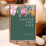 Affiche Tropical coloré | Cartes et cadeaux verts personna<br><div class="desc">Cette tropicale colorée | cartes vertes et cadeaux poster personnalisé est parfait pour votre destination boho moderne vert, violet, mariage pêche. Le design présente un élégant bouquet de verdure et de fleurs de plage classiques, dont l'eucalyptus vert sauge, le mauve et la protéa rouge, l'hibiscus rose rousse, l'oiseau de paradis...</div>