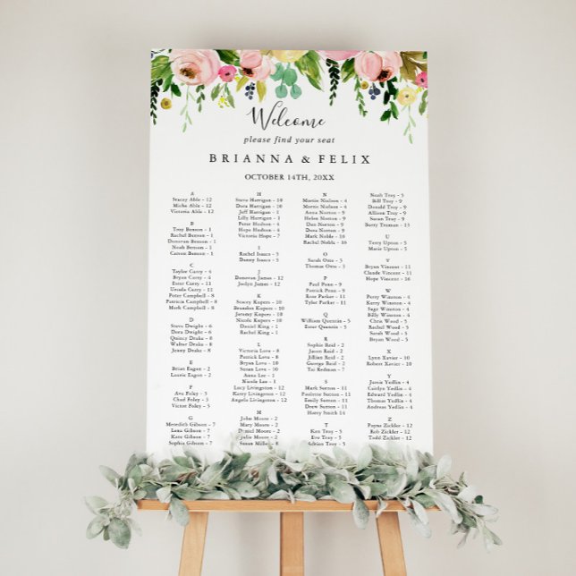 Affiche Tropical Colorful Fall Alphabetical Seating Chart (Créateur téléchargé)