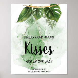Affiche Tropical Combien de baisers Panneau de jeu pour la