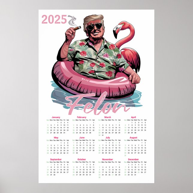 Affiche Tropical Donald Trump Criminel Calendrier 2025 (Devant)
