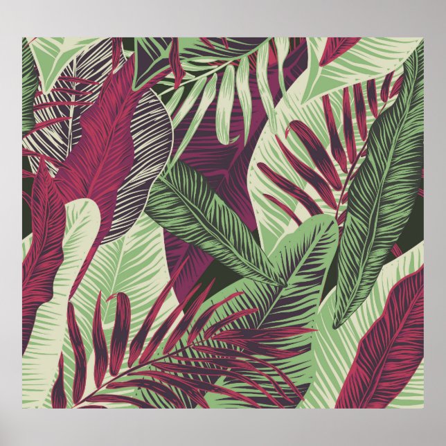 Affiche Tropical Exotic : Vert tendance sans couture (Devant)
