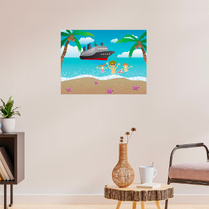 Affiche Tropical Family Beach Cruise Fun