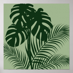 Affiche Tropical Feuilles 2 Light Green Modern Art Imprime