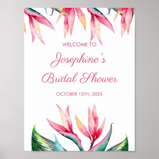 Affiche Tropical Fleur d'Oiseau de Paradis Lavis Mariage (Devant)