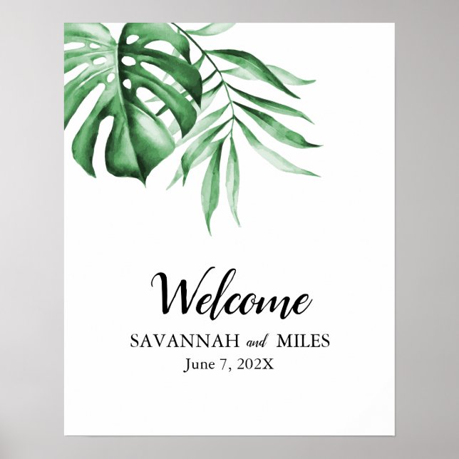 Affiche Tropical Greenery Palm Customizable Sign (Devant)