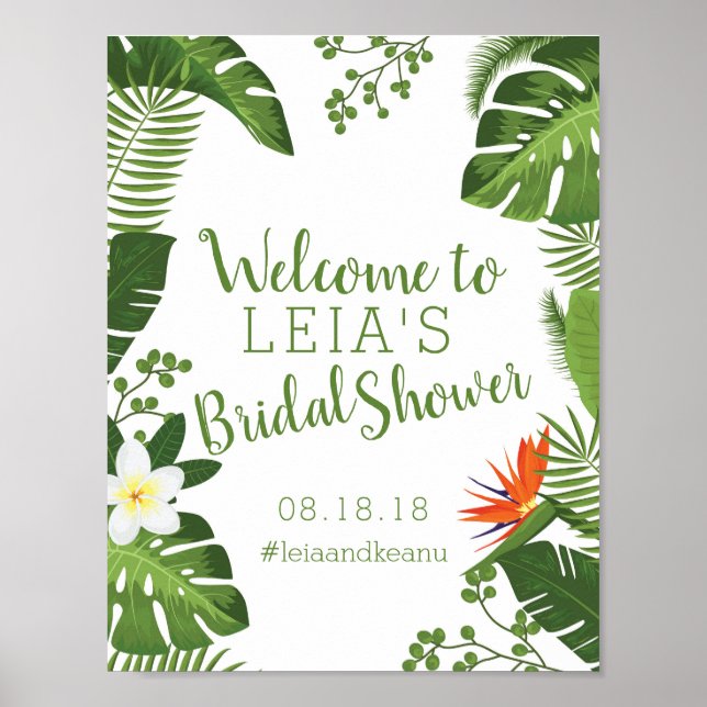 Affiche Tropical Hawaiian Bridal Shower Sign (Devant)