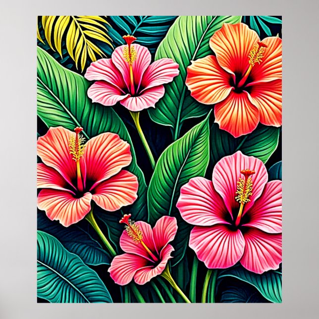 Affiche Tropical Hibiscus Bloom Artistry (Devant)