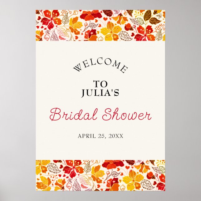 Affiche Tropical Hibiscus Floral Orange Brûlé Mariage Fête (Devant)