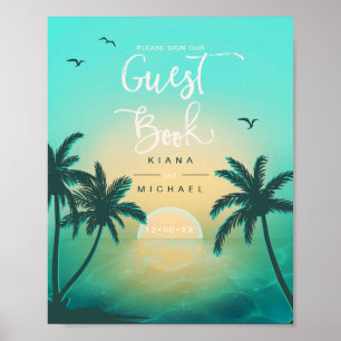 Affiche Tropical Isle Sunrise Guest Book Turquoise ID581