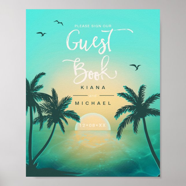 Affiche Tropical Isle Sunrise Guest Book Turquoise ID581 (Devant)