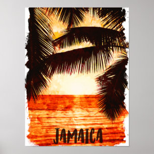Affiche Tropical Jamaïque Sunset Caribbean Island