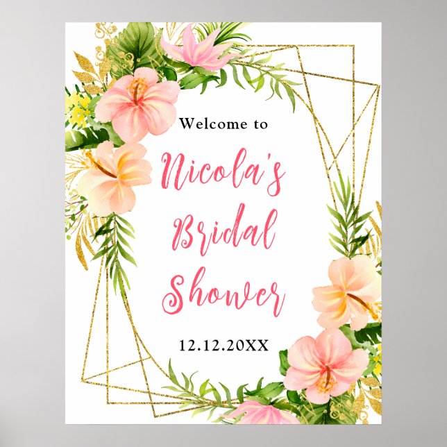 Affiche Tropical Jungle Floral Bridal Shower Welcome (Devant)