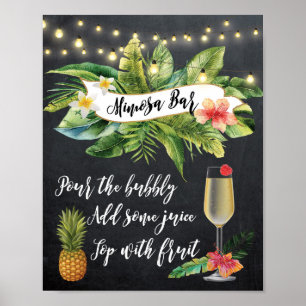 Affiche tropical Mimosa Bar Sign string lights chalkboard