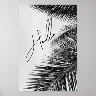 Affiche Tropical Palm Feuille Moderne Cursive Police Hello