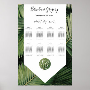 Affiche Tropical Palm Leave Greenery Mariage Seating Chart