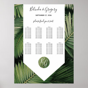 Affiche Tropical Palm Leave Greenery Mariage Seating Chart