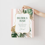 Affiche Tropical pam rose rayé bubbly bar nuptiale douche<br><div class="desc">Tropical pam rose rayé bubbly bar nuptiale douche Poster Objets correspondants disponibles.</div>