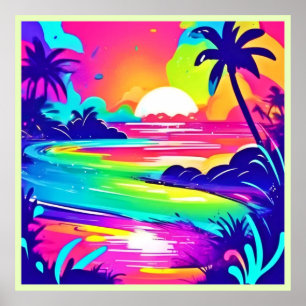 Affiche Tropical Rainbow Beach Dream