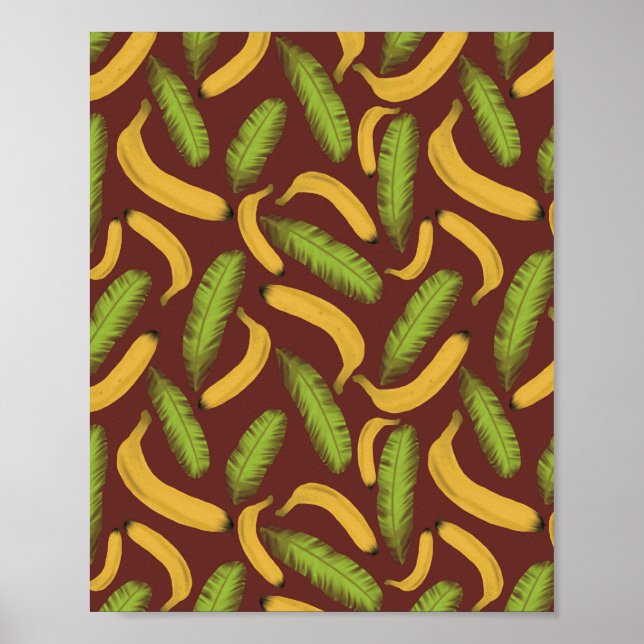 Affiche Tropical Red Banana Leaf Pattern (Devant)