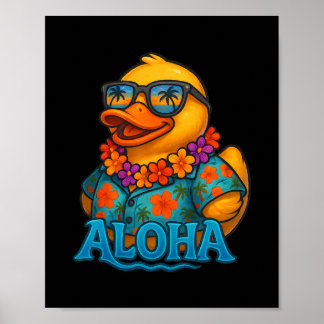 Affiche Tropical Rubber Duck Hawaiian Lei Aloha Rubber Duc