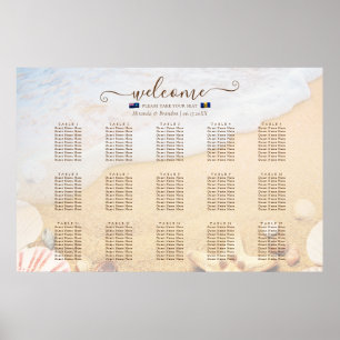 Affiche Tropical Starfish Drapeau Plage Mariage Seating Ch