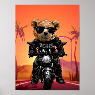 Affiche Tropical Sunset Motorcycle Ride