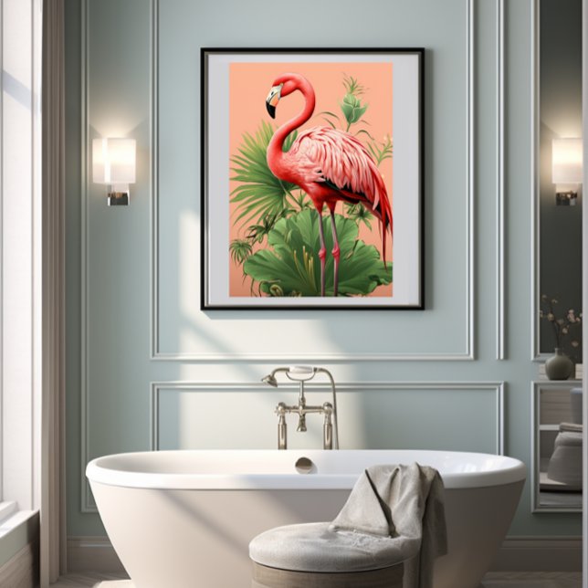 Affiche 🌴 tropicale colorée 🦩 Flamant rose Paradise (Créateur téléchargé)