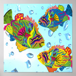Affiche tropicale d'art de poissons, poisson
