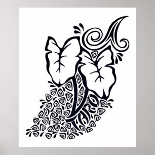 Affiche tropicale de jardin tribal hawaïen de taro