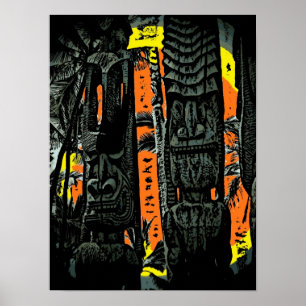 Affiche tropicale de lever de soleil de deux