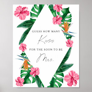 Affiche Tropicals - Combien de baisers jeu de baby shower