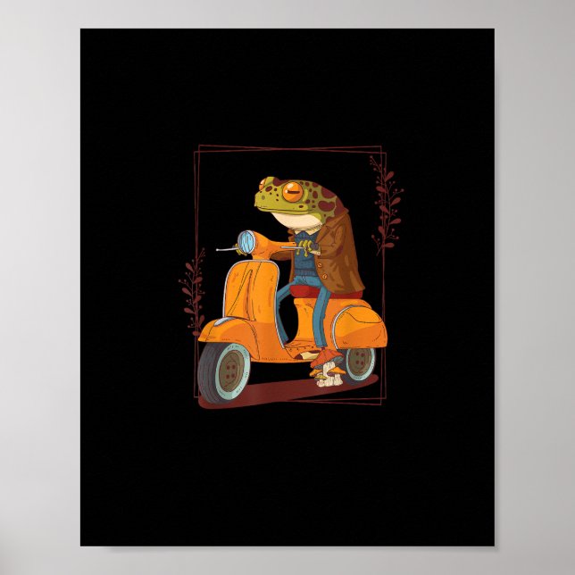 Affiche Trottinette Grenouille Champignon Goblincore Acadé (Devant)