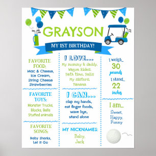 Affiche Trou de golf en un anniversaire Jalon panneau