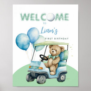 Affiche Trou En Un Garçon De Golf Premier Anniversaire Bie