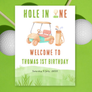 Affiche Trou en un golf Bienvenue Fête d'anniversaire