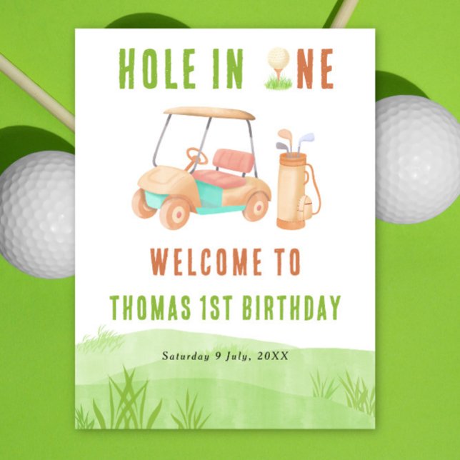 Affiche Trou en un golf Bienvenue Fête d'anniversaire (Créateur téléchargé)