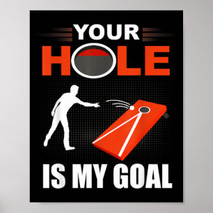 Affiche Trou est objectif drôle jeu de cornhole sac de har