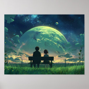 Affiche Trou Noir de l'Éclipse Dorée sur l'Océan Sombre Ar