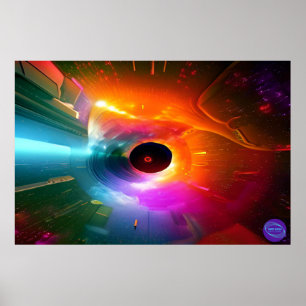 AFFICHE TROU NOIR EN NEON NUMÉRIQUE