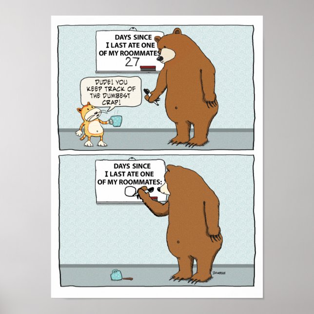 Affiche Trouble drôle de colocataire de l'ours et du chat (Devant)
