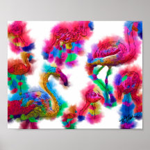 Troupeau de flamants abstraits